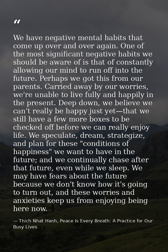 We have negative mental habits that come up over and over again. One of the most significant negative habits we should b — Thich Nhat Hanh, Peace Is Every Breath: A Practice for Our Busy Lives