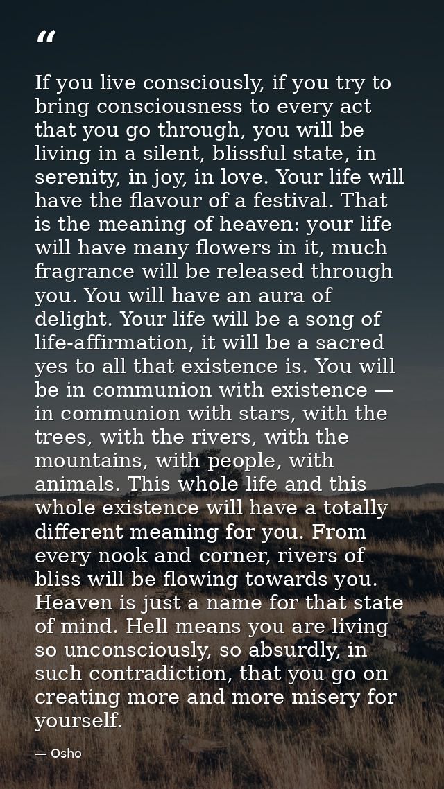 If you live consciously, if you try to bring consciousness to every act that you go through, you will be living in a sil — Osho