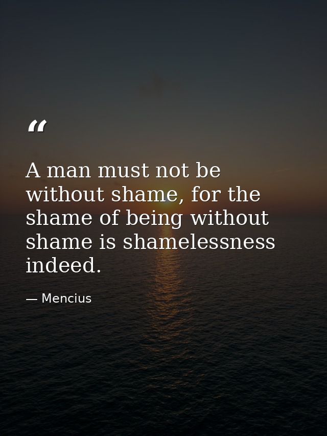 A man must not be without shame, for the shame of being without shame is shamelessness indeed. — Mencius