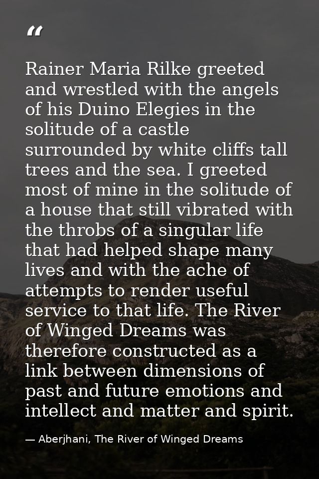 Rainer Maria Rilke greeted and wrestled with the angels of his Duino Elegies in the solitude of a castle surrounded by w — Aberjhani, The River of Winged Dreams