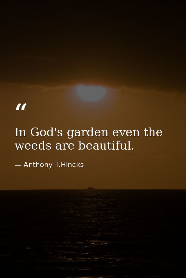 In God's garden even the weeds are beautiful. — Anthony T.Hincks
