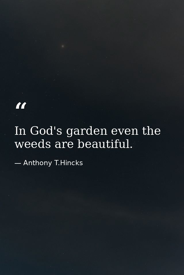 In God's garden even the weeds are beautiful. — Anthony T.Hincks