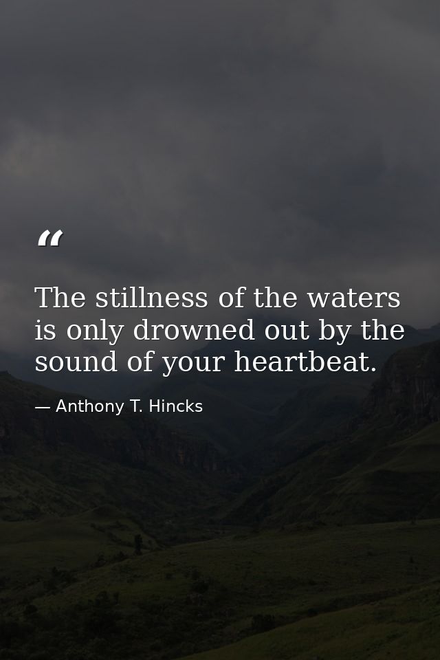 The stillness of the waters is only drowned out by the sound of your heartbeat. — Anthony T. Hincks