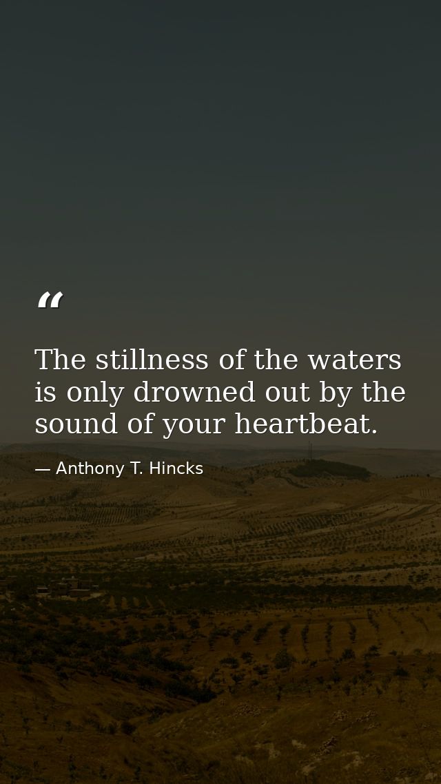 The stillness of the waters is only drowned out by the sound of your heartbeat. — Anthony T. Hincks