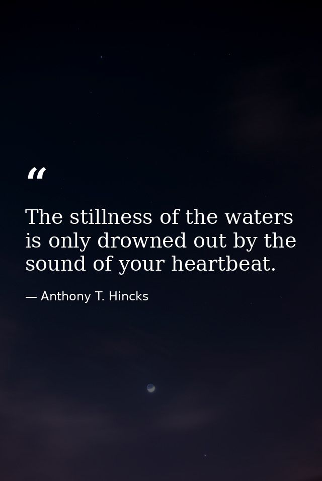 The stillness of the waters is only drowned out by the sound of your heartbeat. — Anthony T. Hincks