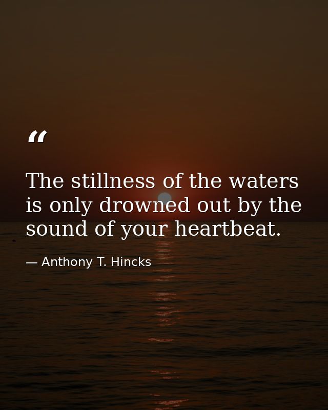 The stillness of the waters is only drowned out by the sound of your heartbeat. — Anthony T. Hincks