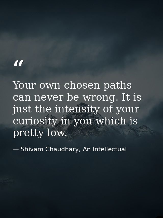 Your own chosen paths can never be wrong. It is just the intensity of your curiosity in you which is pretty low. — Shivam Chaudhary, An Intellectual