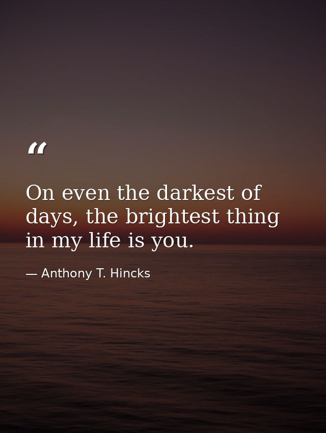 On even the darkest of days, the brightest thing in my life is you. — Anthony T. Hincks