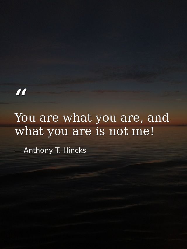 You are what you are, and what you are is not me! — Anthony T. Hincks