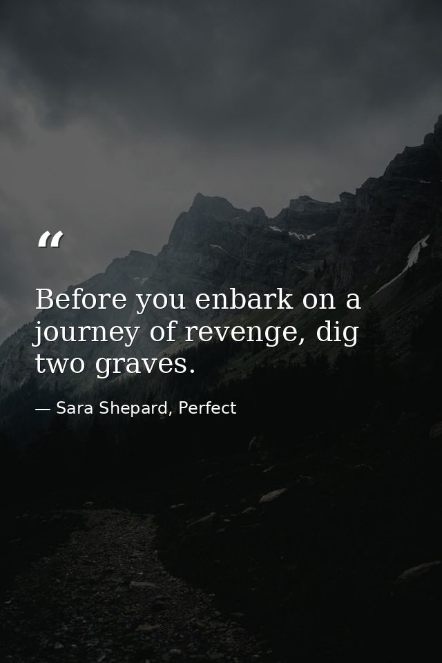 Before you enbark on a journey of revenge, dig two graves. — Sara Shepard, Perfect