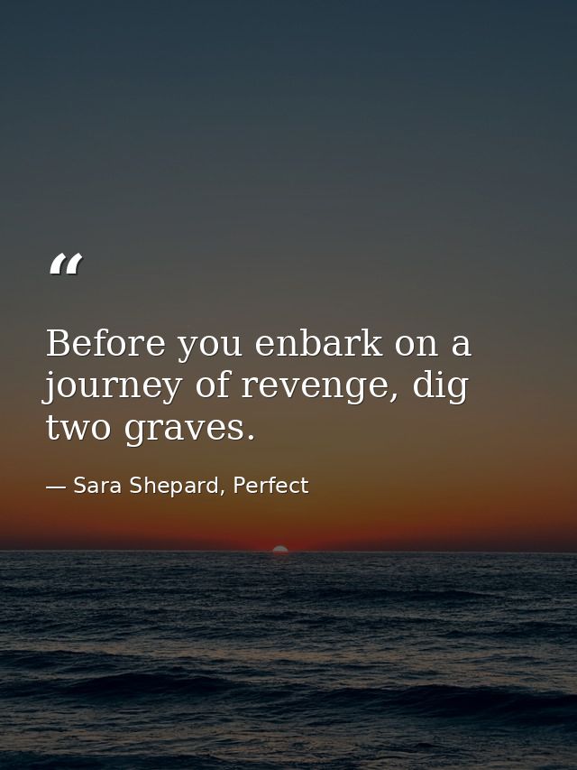 Before you enbark on a journey of revenge, dig two graves. — Sara Shepard, Perfect