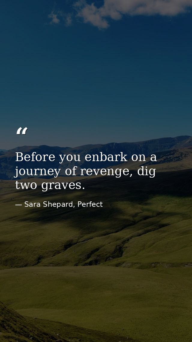 Before you enbark on a journey of revenge, dig two graves. — Sara Shepard, Perfect