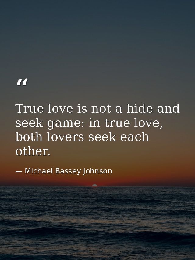 True love is not a hide and seek game: in true love, both lovers seek each other. — Michael Bassey Johnson