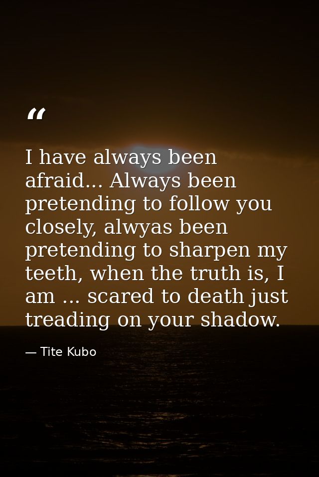 I have always been afraid... Always been pretending to follow you closely, alwyas been pretending to sharpen my teeth, w — Tite Kubo