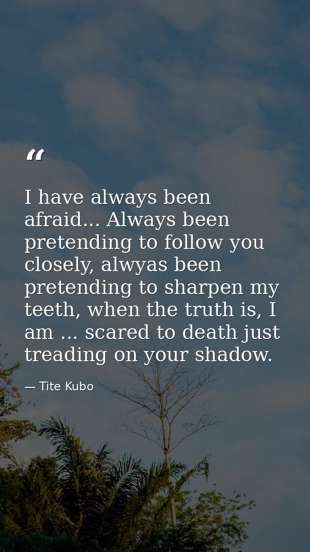 I have always been afraid... Always been pretending to follow you closely, alwyas been pretending to sharpen my teeth, w — Tite Kubo