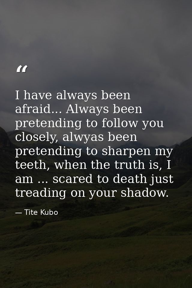 I have always been afraid... Always been pretending to follow you closely, alwyas been pretending to sharpen my teeth, w — Tite Kubo