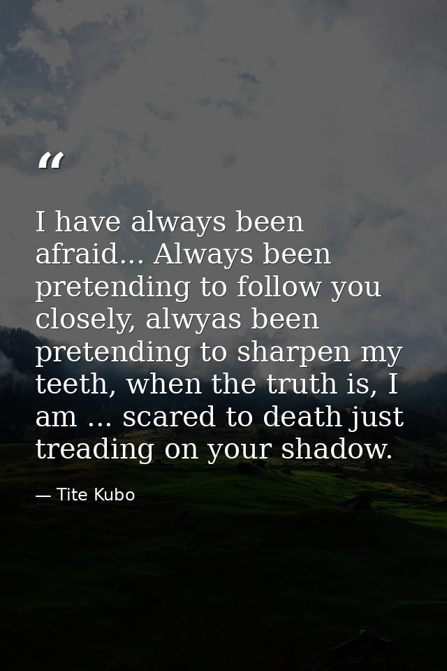 I have always been afraid... Always been pretending to follow you closely, alwyas been pretending to sharpen my teeth, w — Tite Kubo