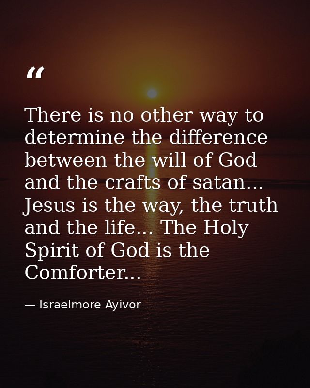 There is no other way to determine the difference between the will of God and the crafts of satan... Jesus is the way, t — Israelmore Ayivor