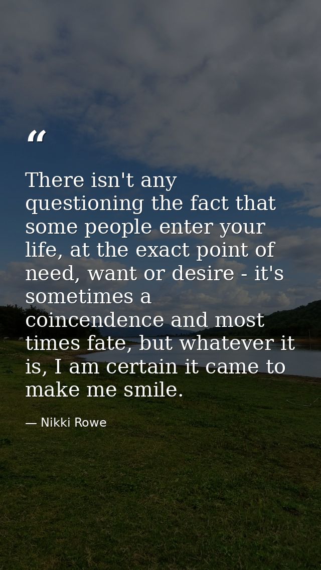 There isn't any questioning the fact that some people enter your life, at the exact point of need, want or desire - it's — Nikki Rowe