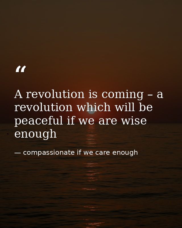 A revolution is coming – a revolution which will be peaceful if we are wise enough — compassionate if we care enough