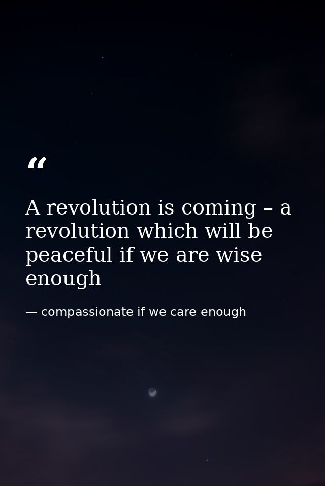A revolution is coming – a revolution which will be peaceful if we are wise enough — compassionate if we care enough