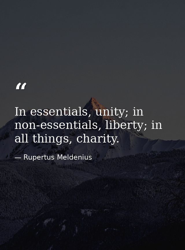 In essentials, unity; in non-essentials, liberty; in all things, charity. — Rupertus Meldenius