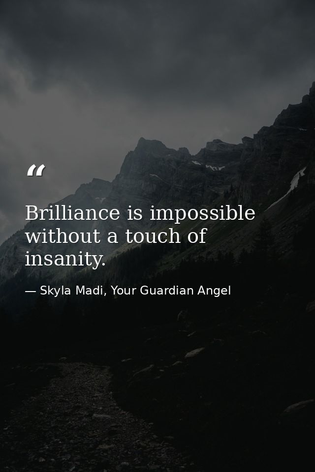 Brilliance is impossible without a touch of insanity. — Skyla Madi, Your Guardian Angel