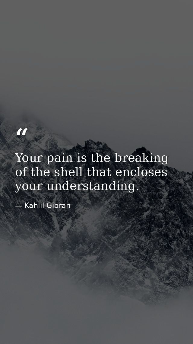 Your pain is the breaking of the shell that encloses your understanding. — Kahlil Gibran