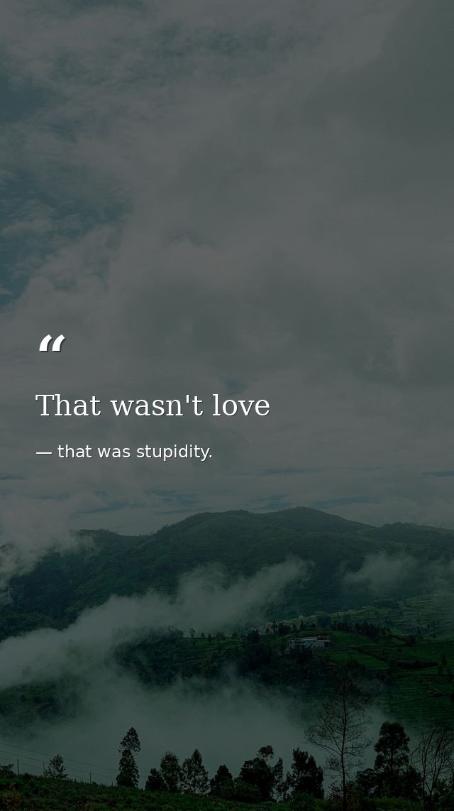 That wasn't love — that was stupidity.