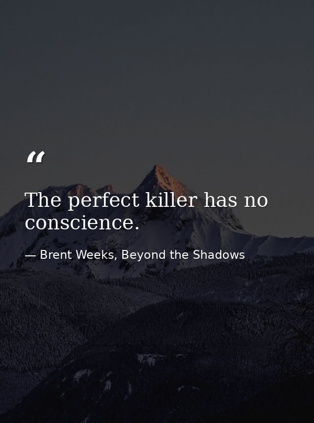 The perfect killer has no conscience. — Brent Weeks, Beyond the Shadows