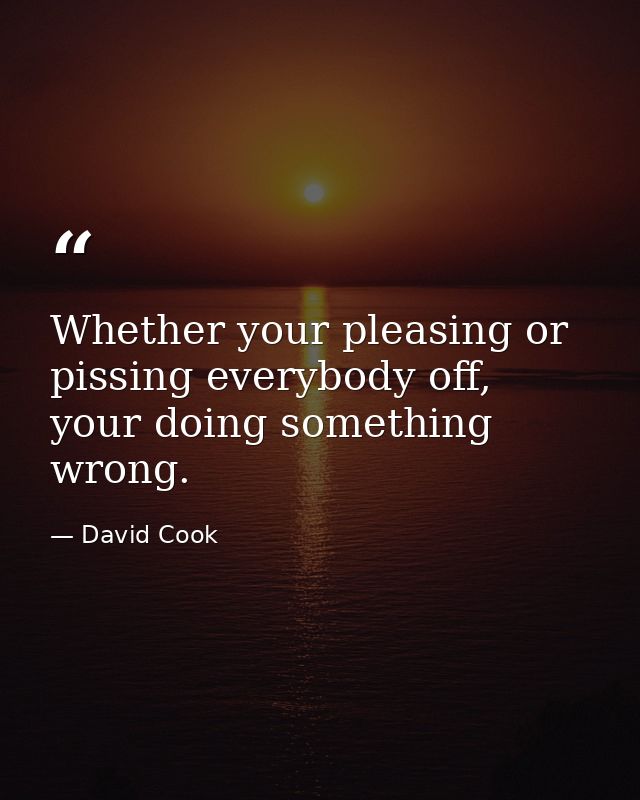 Whether your pleasing or pissing everybody off, your doing something wrong. — David Cook