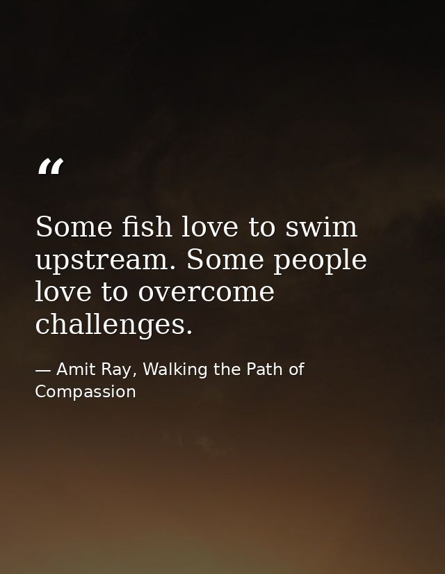 Some fish love to swim upstream. Some people love to overcome challenges. — Amit Ray, Walking the Path of Compassion