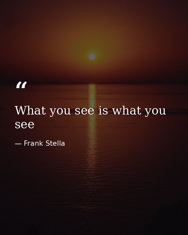 What you see is what you see — Frank Stella