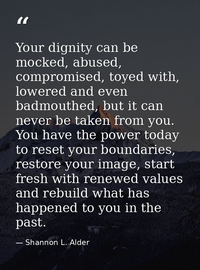 Your dignity can be mocked, abused, compromised, toyed with, lowered and even badmouthed, but it can never be taken from — Shannon L. Alder