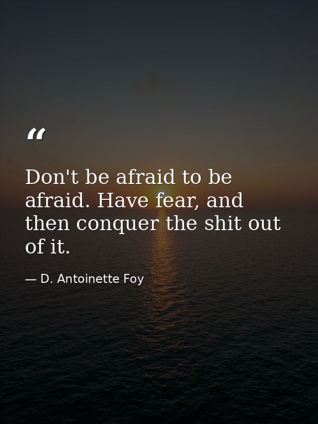 Don't be afraid to be afraid. Have fear, and then conquer the shit out of it. — D. Antoinette Foy