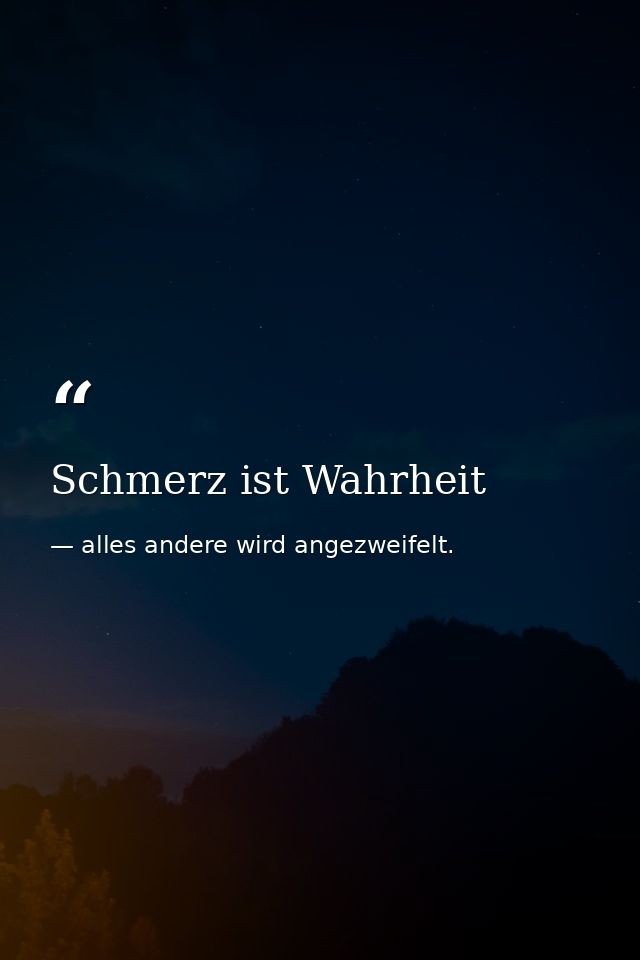 Schmerz ist Wahrheit — alles andere wird angezweifelt.