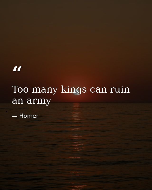 Too many kings can ruin an army — Homer