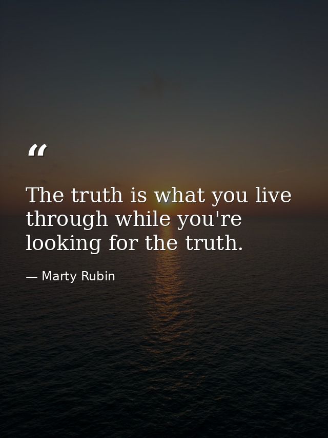 The truth is what you live through while you're looking for the truth. — Marty Rubin