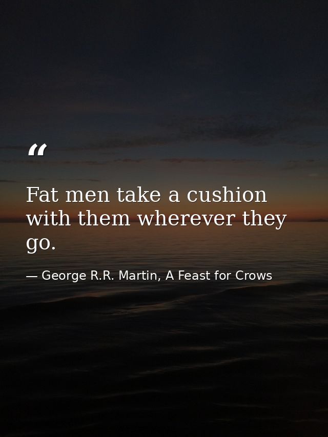 Fat men take a cushion with them wherever they go. — George R.R. Martin, A Feast for Crows