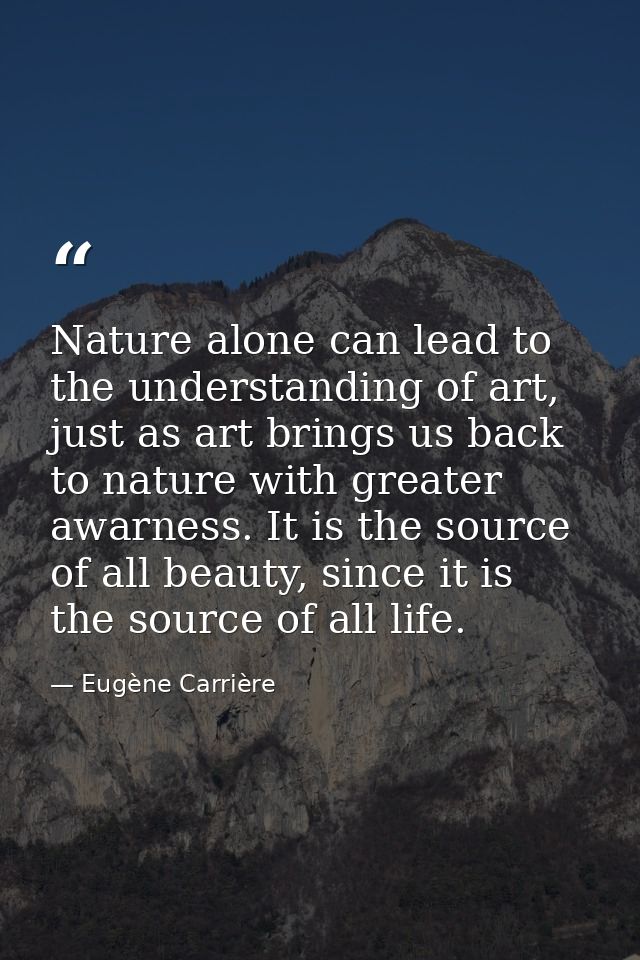 Nature alone can lead to the understanding of art, just as art brings us back to nature with greater awarness. It is the — Eugène Carrière