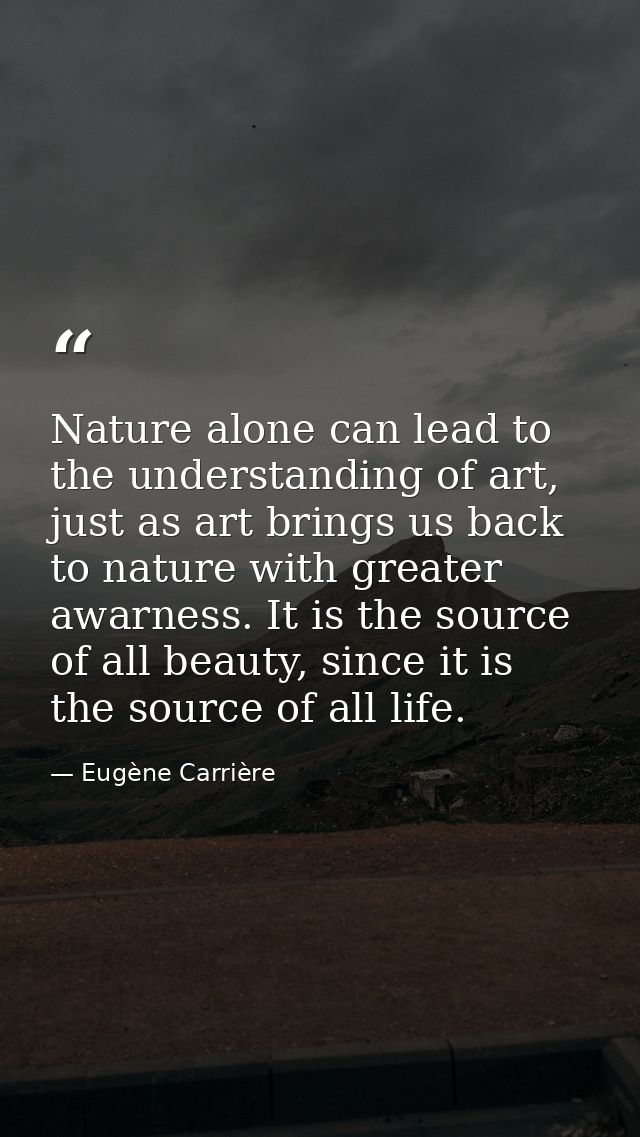 Nature alone can lead to the understanding of art, just as art brings us back to nature with greater awarness. It is the — Eugène Carrière