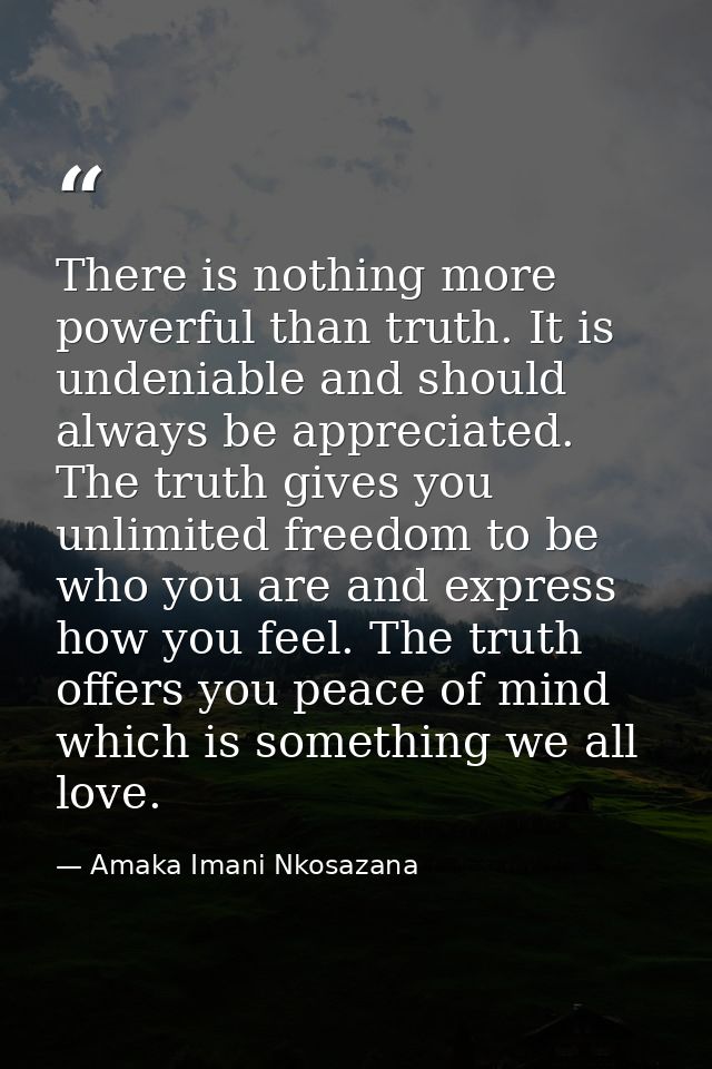 There is nothing more powerful than truth. It is undeniable and should always be appreciated. The truth gives you unlimi — Amaka Imani Nkosazana