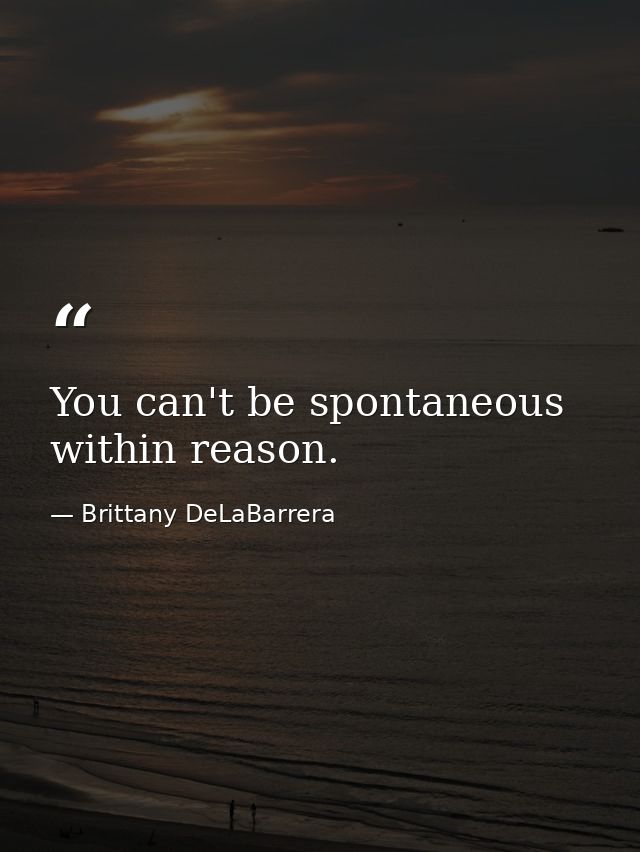 You can't be spontaneous within reason. — Brittany DeLaBarrera