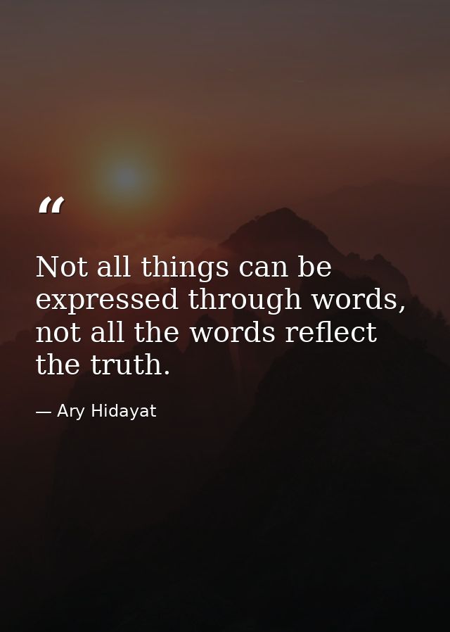 Not all things can be expressed through words, not all the words reflect the truth. — Ary Hidayat