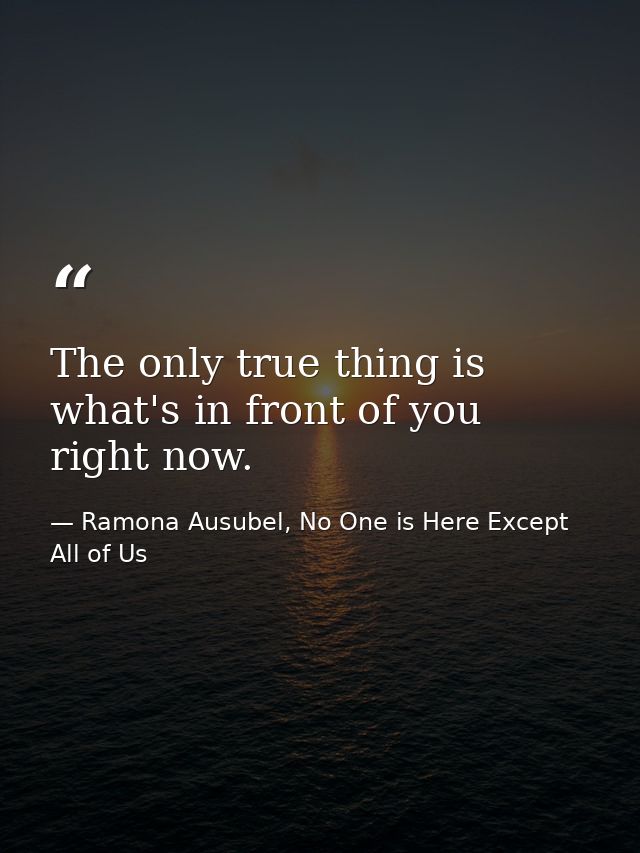 The only true thing is what's in front of you right now. — Ramona Ausubel, No One is Here Except All of Us
