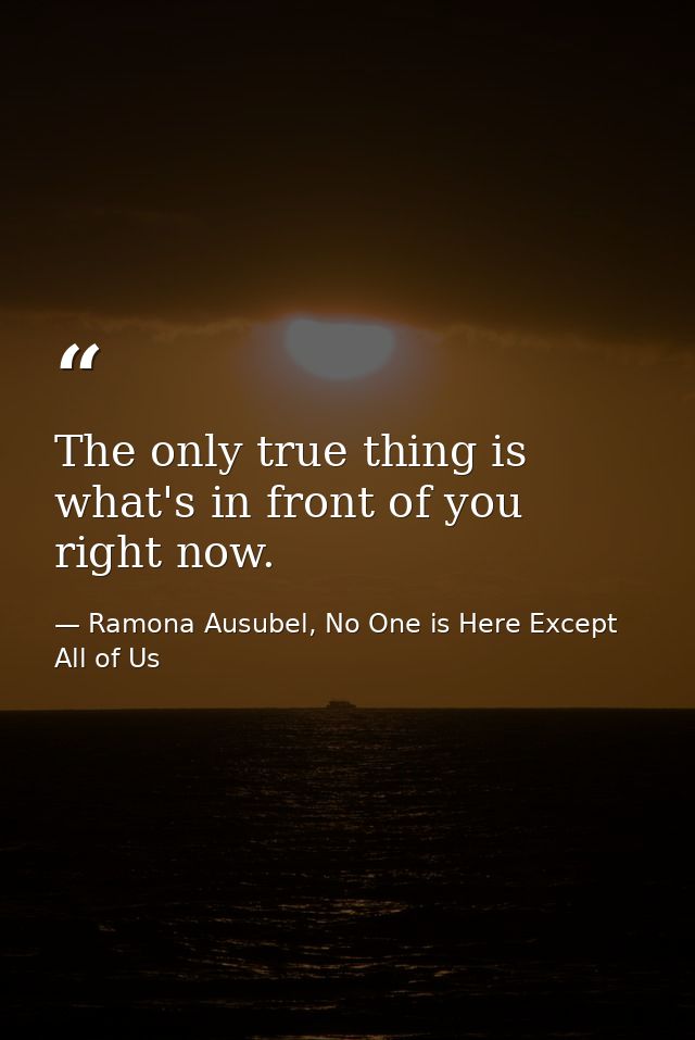 The only true thing is what's in front of you right now. — Ramona Ausubel, No One is Here Except All of Us