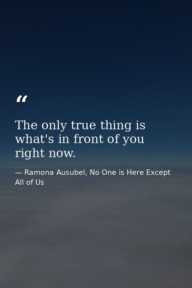 The only true thing is what's in front of you right now. — Ramona Ausubel, No One is Here Except All of Us