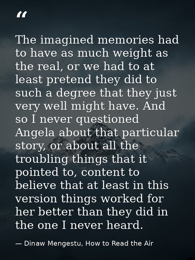 The imagined memories had to have as much weight as the real, or we had to at least pretend they did to such a degree th — Dinaw Mengestu, How to Read the Air