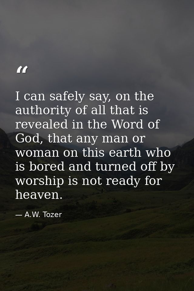 I can safely say, on the authority of all that is revealed in the Word of God, that any man or woman on this earth who i — A.W. Tozer