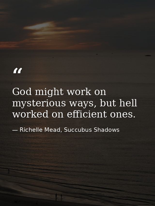 God might work on mysterious ways, but hell worked on efficient ones. — Richelle Mead, Succubus Shadows